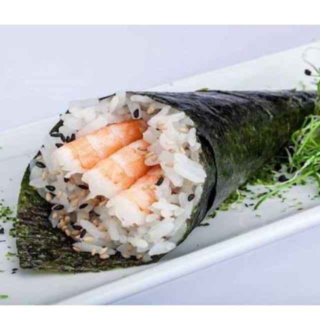 Shrimp Sushi Hand Roll.